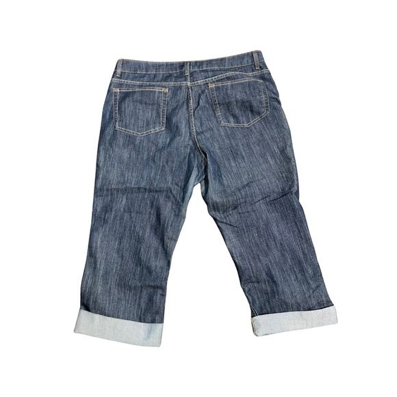 Merona Jeans Women Mid Rise Cuffed Crop Capri Denim Size 16 Blue Wash - Picture 2 of 4